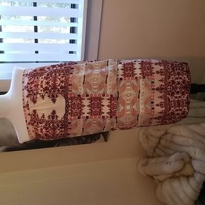 Mossimo strapless  dress red, beige Asstech print